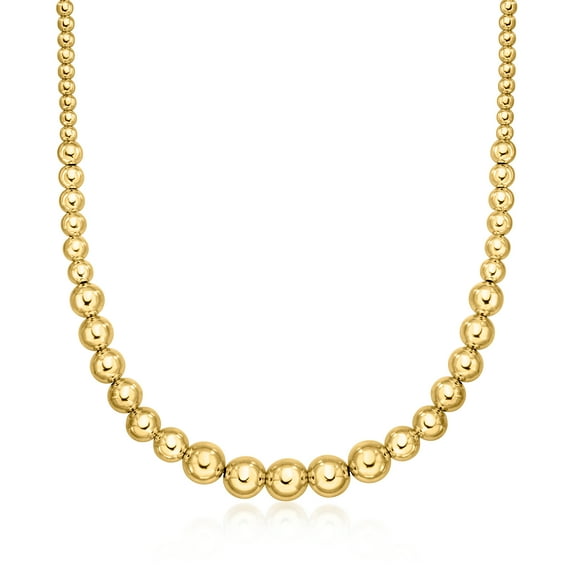 Ross-Simons Italian 4-10mm 18kt Gold Over Sterling Graduated Bead Necklace, Women's, Adult