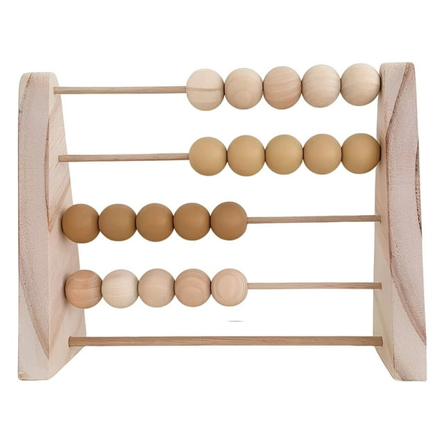 Wood Abacus Toy Beads Counting Playthings Simple Design Playthings Interesting Early Education Math Learning Toys Educational Prop Home Decoration Yellow