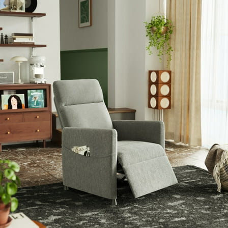 Power Recliner Chair for Adults, Modern Electric Recliner with Footrest and Padded Seat, Space Saving Recliner Chair for Living Room Home Theater, Light Gray