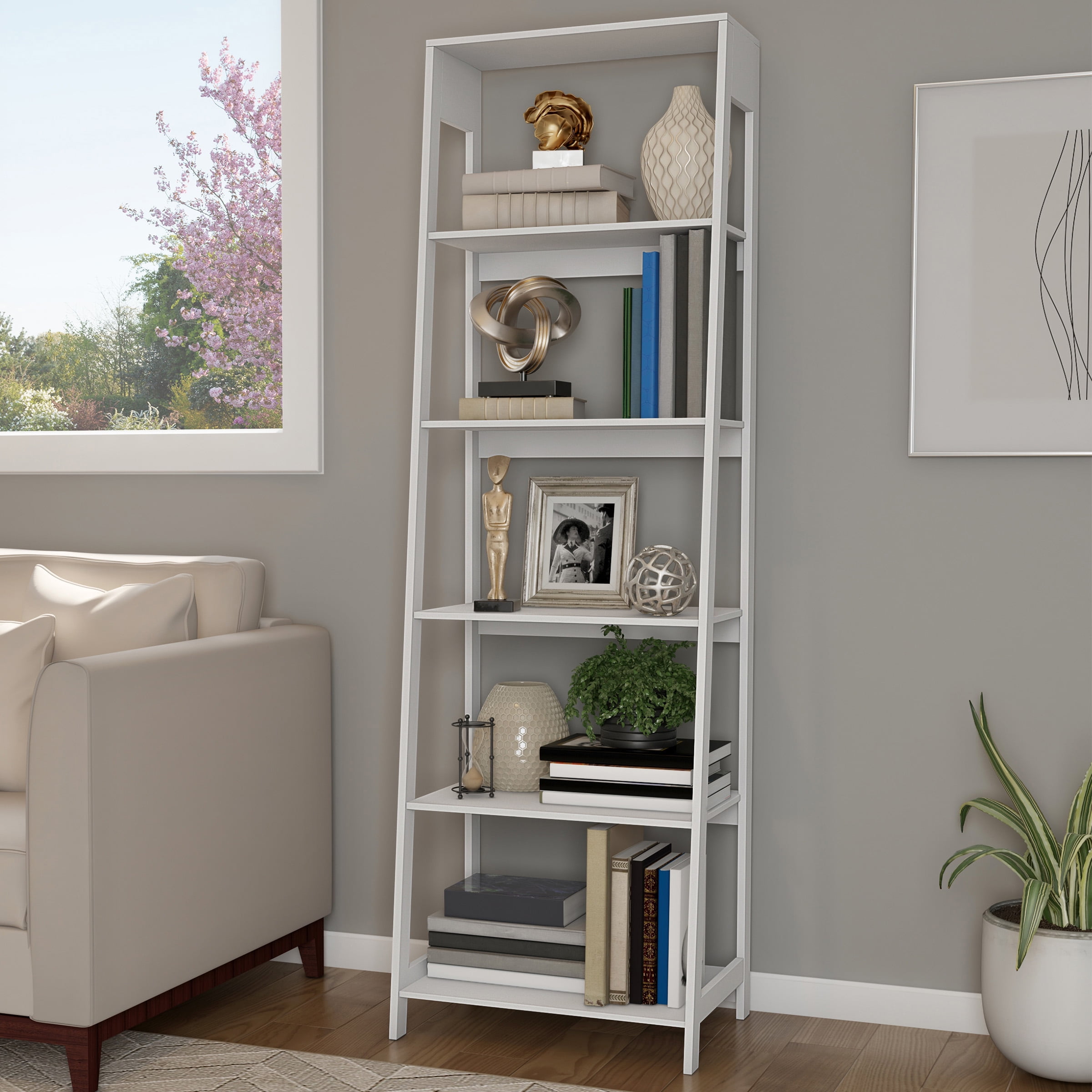 Buy Somerset Home 5Tier Freestanding Wood Ladder Bookshelf for Storage, White Online at Lowest