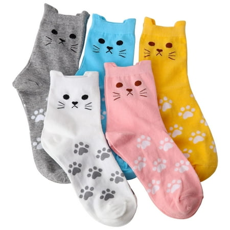 

Gaoport 5 Pairs Cat Socks Women Animal Cute Socks for Women Funny Christmas Gifts for Cat Lovers