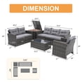 thumbnail image 2 of JOIVI Outdoor Furniture Set, 8 Piece Patio Wicker Sectional Patio Furniture with Storage Box, Tempered Glass Coffee Table and Three Blue Pillows, Gray, 2 of 10