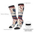 thumbnail image 4 of Xecao Marine Sailing print thigh-high socks, crafted for both men and women with a stretchy, high-opaque design perfect for daily wear, 4 of 6