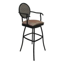 Outdoor Patio Swivel 30" Bar Stool - Adelle - Multi Sun Stripe - black frame