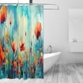 thumbnail image 2 of FREEAMG Flower Painting Shower Curtains Waterproof Fabric Shower Curtain Bathroom Decoration with Hooks Washable Bathroom Shower Curtains 60x72 Inch, 2 of 6