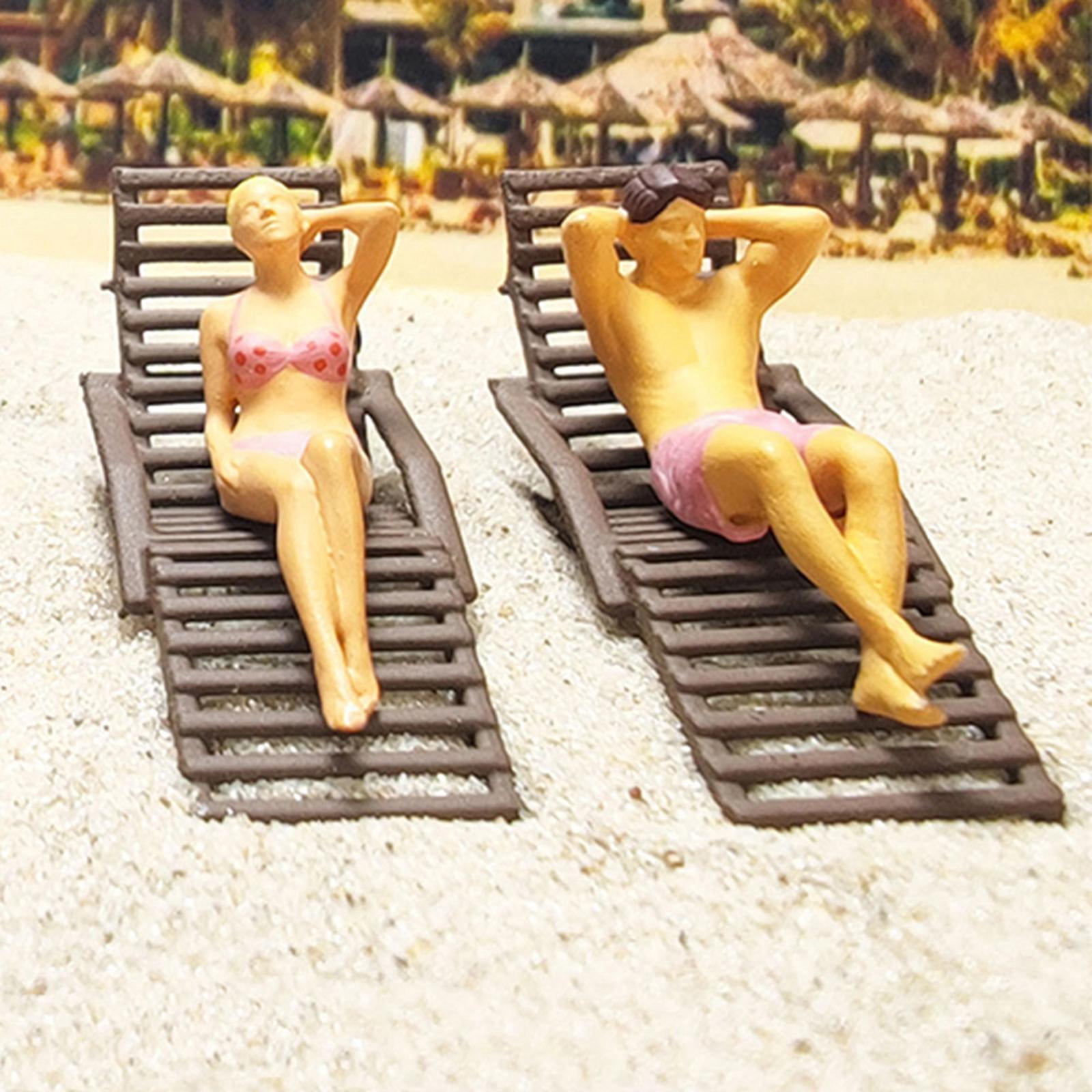 Simulation Beach Couple Set Model Toy Creative Miniature Life Scene for Dioramas Black