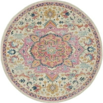 Nourison Passion Bohemian Ivory/Pink 4' x ROUND Area Rug, (4 Round)