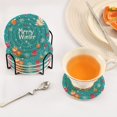 thumbnail image 5 of Haosy Set of 6 Drink Woven Coaster with Holder Heat Resistant Non-Slip Bar Coasters 4 Inches Cartoon Santa Claus Snowflakes Gifts, 5 of 7