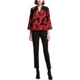 thumbnail image 1 of DKNY Blusa henley de manga plisada para mujer, rojo, XS DKNY henley, 1 of 1