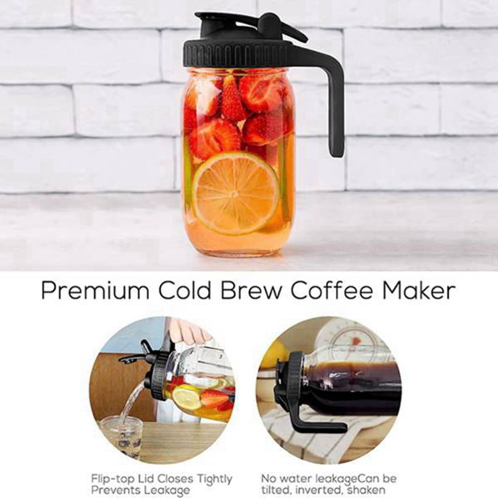 2Pack 32oz Glass Pitcher with Lid-Creamer Container for Sun Tea, Juice, Cold Brew Coffee, Breastmilk Storage Container