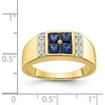 thumbnail image 3 of Solid 14k Yellow Gold Created Sapphire and Diamond Mens Ring - Ring Size 10.0, 3 of 6
