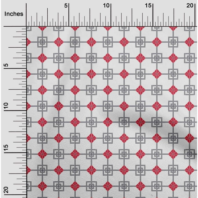 oneOone Georgette Viscose Fabric Square & Triangle Geometric Fabric Prints By Yard 42 Inch Wide