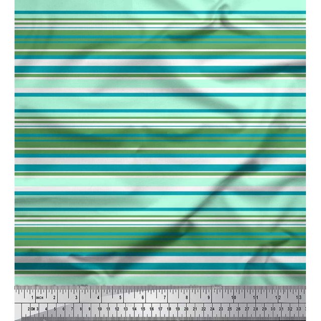 Soimoi Modal Satin Fabric Horizontal Stripe Print Fabric by The Yard 42 Inch Wide