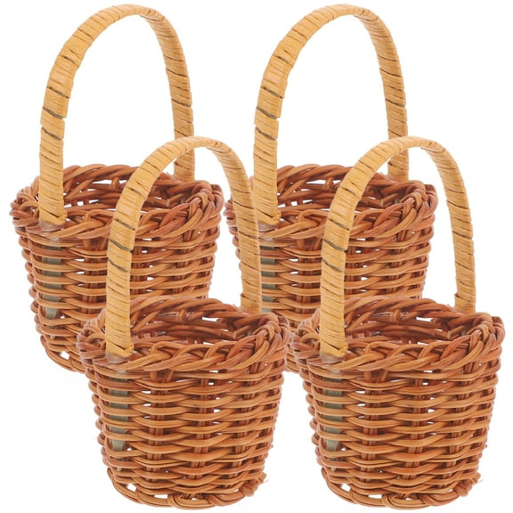HINTRMENT Rattan Mini Woven Baskets Hand Woven Flower Basket 4Pcs 3.5X2.1X2In
