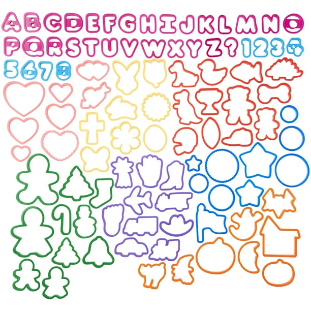 Wilton Alphabet, Numbers and Holiday Plastic Cookie Cutters, 101Piece Set