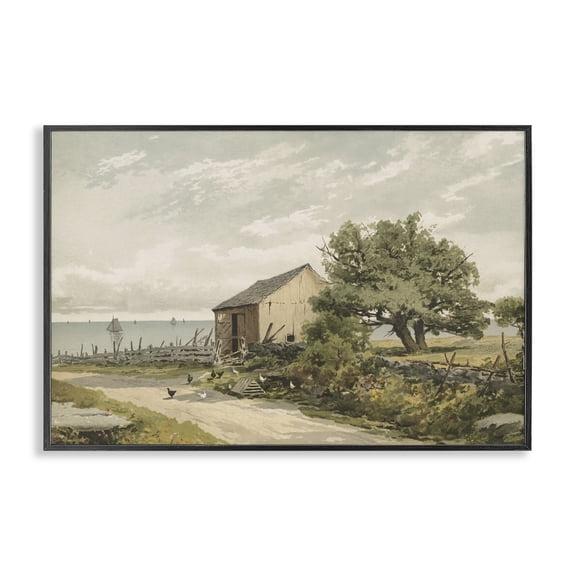 Stupell Industries Road To The Shore Black Framed Giclee Art design by Public Domain, 12 x 18