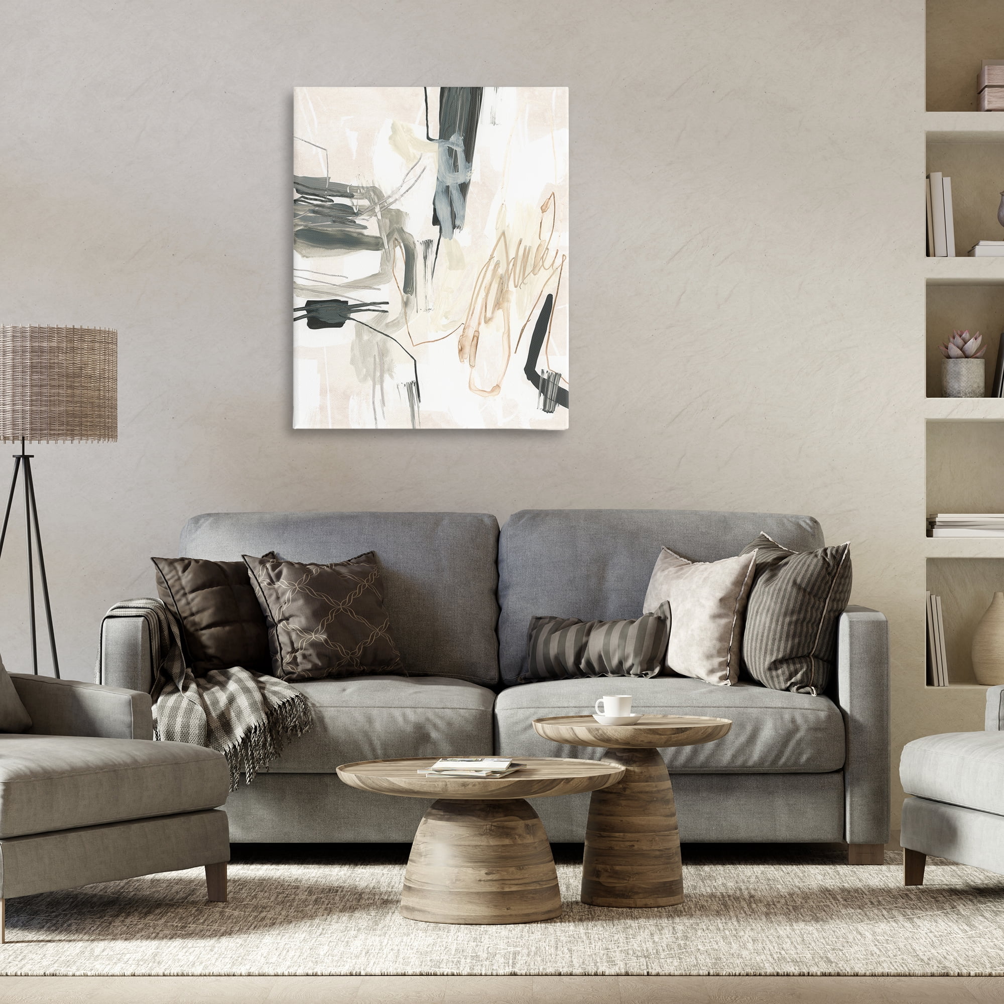 Stupell Industries Expressive Neutral Tones Scribble Abstract Painting Gallery Wrapped Canvas Art Print Wall Art, 30 x 40
