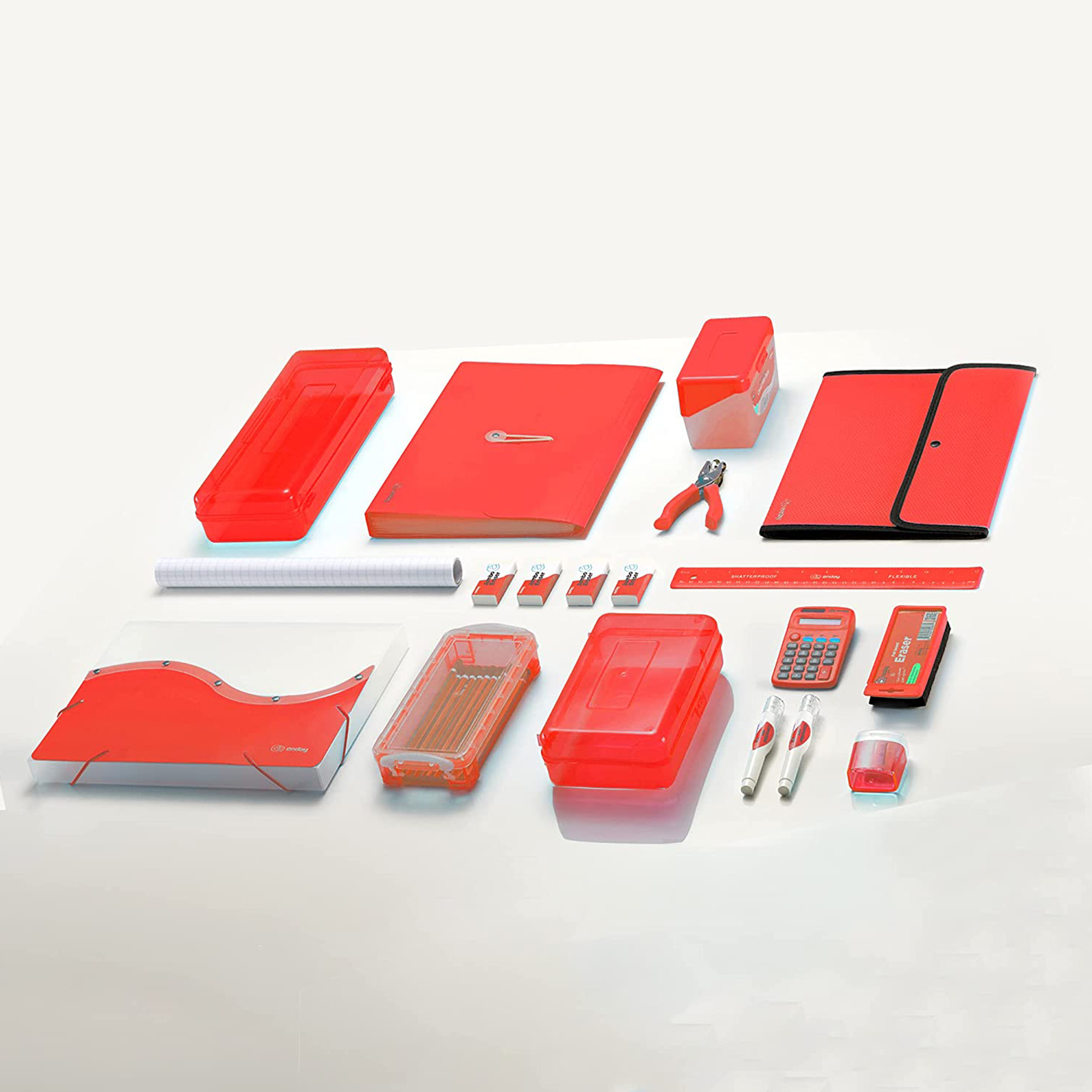 Enday Index Card Holder 3x5 Inch File Organizer for Focus Notes & Flash Cards, Red 4 Pack