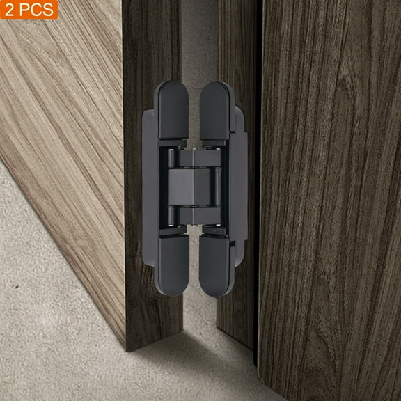 2-Pack 6'' Black Hidden Door Hinges Heavy Duty Zinc Alloy Hinges Concealed Hinge