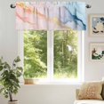 thumbnail image 6 of Gold Striped Valances for Windows, 60 x 18in, Marble Blue Pink Gradient Stripes Rod Pocket Kitchen Valance Curtain Light Filtering Window Treatments for Living Room Bedroom, 1 Panel, 6 of 7