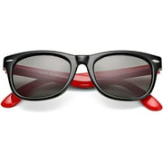 Kids Polarized Sunglasses For Boys Girls Age 2 9, Tpee Rubber Flexible Frame With 100% Uv Blocking Lens Black Red