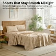 thumbnail image 4 of THD Leaves 4-Piece Printed Patterned Floral Brown Taupe Bed Sheets Set - Wrinkle Resistant & Ultra Soft - Fits Mattresses up to 15 Inches Deep (King), 4 of 6
