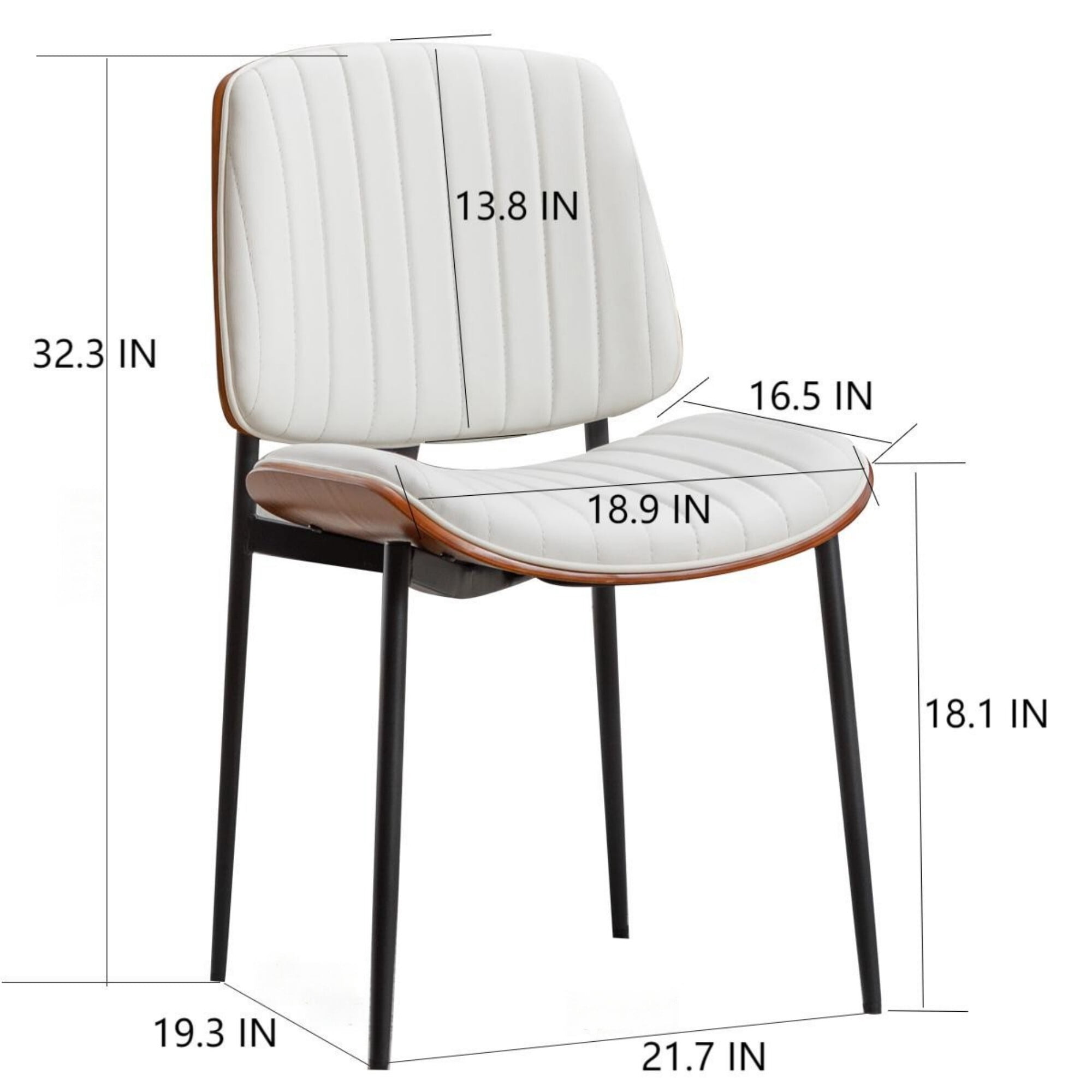 AENKYO Modern Dining Chairs Set of 2, Faux Leather Upholstered Side Chairs for Kitchen & Dining Room, White