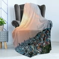 thumbnail image 4 of Ecuador Soft Flannel Fleece Blanket, Panoramic Photo of Guayaquil City at Sunset Buildings Above Roof Urban Cloudscape, Cozy Plush for Indoor and Outdoor Use, 60" x 80", Multicolor, by Ambesonne, 4 of 5