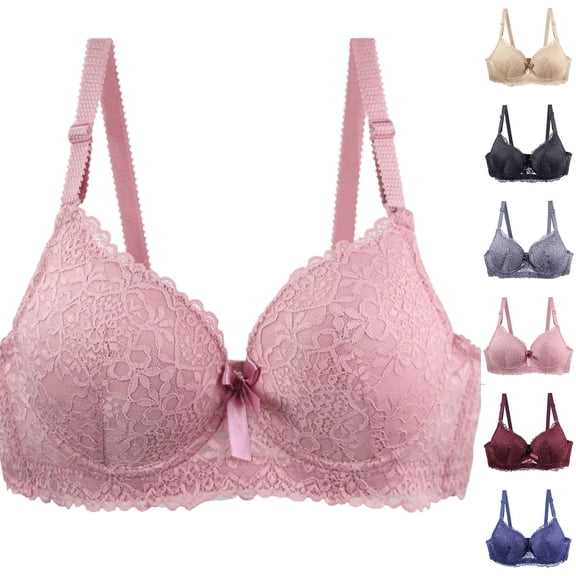 New summer arrivals SMihono Women's Underwire Bras Padded Push Up Bras Supportive Lace Bralettes Comfy Everyday Bras Full Coverage Minimizer Bras Black XXL