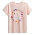 thumbnail image 2 of Viluyesy Girls T-Shirts 6 T, Floral Graphic Short Sleeve Crew Neck Summer Cotton Casual Tees Pink(1-9T), 2 of 6