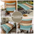 thumbnail image 6 of Farmhouse Aqua Brown Tapestry for Bedroom Wall Hanging Tapestry, Vintage Wooden Striped Ceiling Backdrop Tapestries Poster Blanket Wall Decor for Teens Room Living Room Dorm 55" x 73", 6 of 8