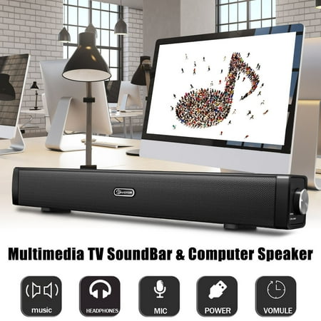- Mini Speker Multimedia Dual Stereo SoundBar Speaker with Super Bass USB Powered Sound Bar System Home Theater for Computer Desktop Laptop PC TV