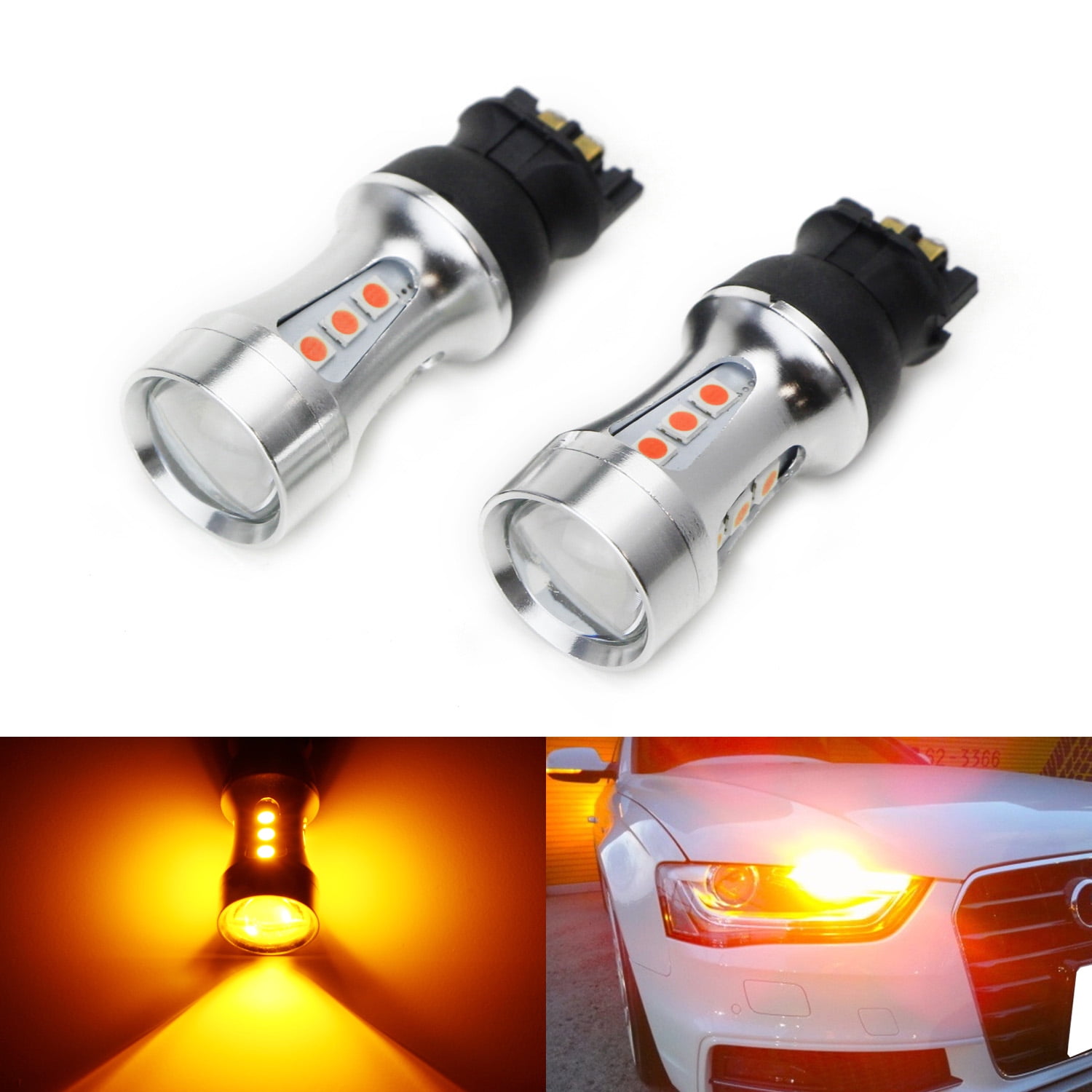 Automobiles & Motorcycles Car Fog Lamp 2x CANBUS Amber LED Bulbs No