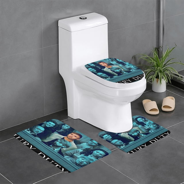 Deber del Jurado Juego de 3 alfombras de baño de coral fleece: tapete de baño + alfombra de inodoro en forma de U + funda de tapa de inodoro en forma de O