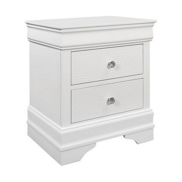 Global Furniture USA POMPEI-METALLIC WHITE-NS Pompei Metallic White Table de Chevet - 16 x 22 x 24 Po.