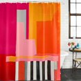 thumbnail image 3 of Pink Orange Waterproof Fabric Shower Curtain,Geometric Modern Abstract Oil Painting Waterproof Fabric Shower Curtain for Bathroom Curtains Bathtubs Hotel Shower Curtains with 12 Hooks Stall 54x78in, 3 of 8