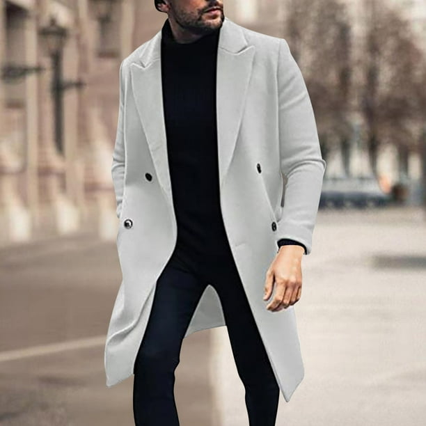 EQWLJWE Homme Trench Coat Degagement Classique Hiver Crante Revers Simple Veste a Poitrine Longue Entreprise Pardessus Manteau de Pois Hommes Thermique Manteau d Hiver Vestes d Automne pour Hommes Deg...