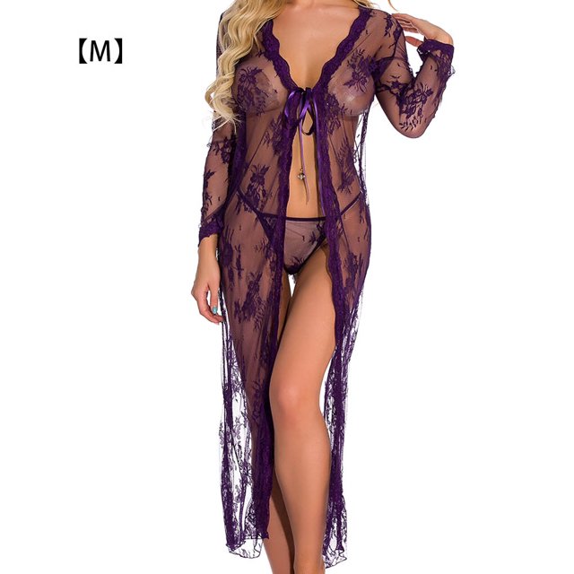 Conjunto de ropa interior sexy Traje de lencería de encaje Ropa sexy lavada a mano para adultos, Morado, M Inevent XX000040-13