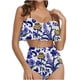thumbnail image 1 of Bikini de Mujer Trajes de Baño Bikini con Ruffles Conjunto con Sujetador Acolchado Extraíble, Pantalones Cortos de Cintura Alta para la Playa, 1 of 5