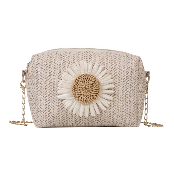 Bolso Bandolera Paja Con Informal para Mujer A La para Regalo (blanco)