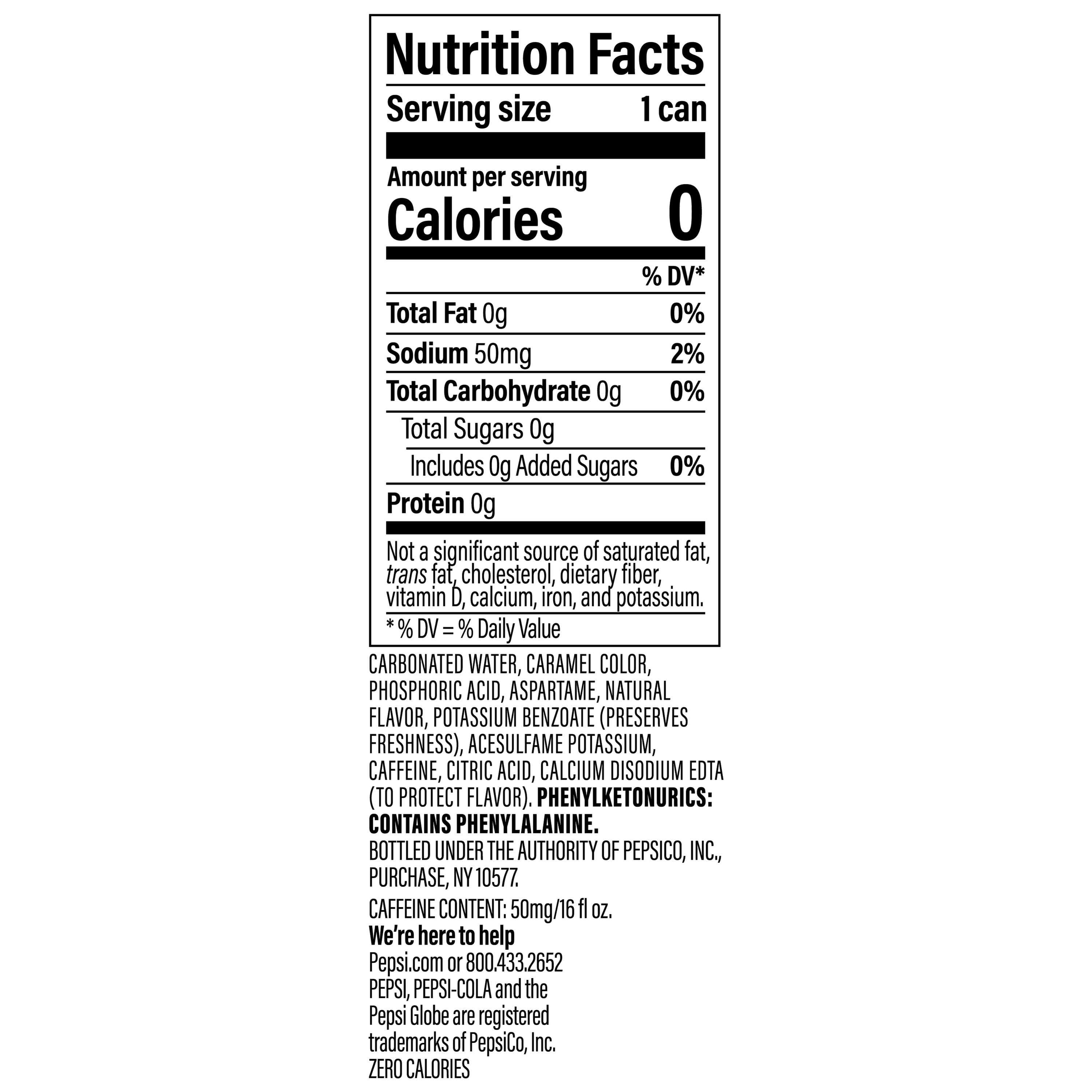 Pepsi Zero Sugar Soda Cola, 16 fl oz