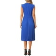 thumbnail image 3 of INSPIRE CHIC Sleeveless Dress for Women's Casual V Neck Button Pleated Midi Dress S Royal Blue, 3 of 6
