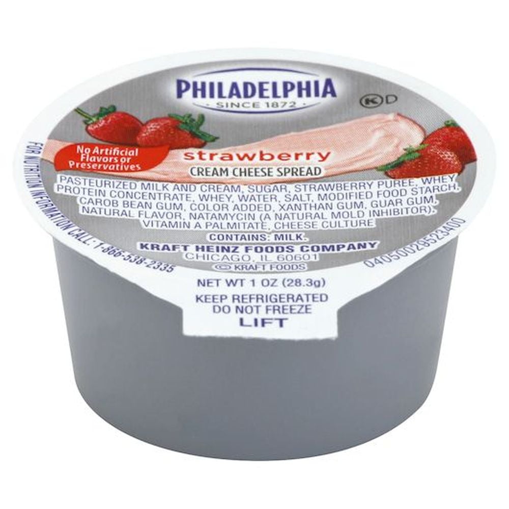 Philadelphia Strawberry Cream Cheese, 1 Ounce 100 per case.