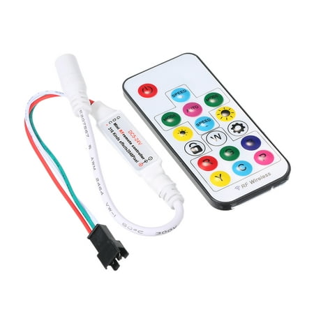 DC 5V-24V Mini Wireless 17 Keys RF Remote Controller with Lock Function 300 Kinds of Color Changes for WS2812 WS2811 SK6812 RGB LED Strip