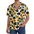 thumbnail image 7 of Lsque Cute Cow Print Sunflower C print Men's Cuban Collar Short Sleeve Shirt Summer Beachwear Casual Button Down Fashionable Vacation Leisure Shirt-Small, 7 of 7