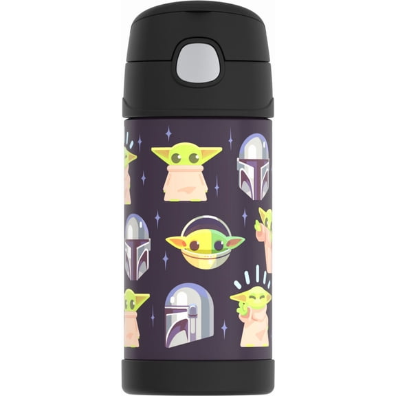 Thermos Stainless Steel Funtainer Water Bottle with Straw, Mandalorian, 12 Fluid Ounces