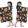 thumbnail image 4 of Classic Halloween Icons Pattern Hooded Bath Towel，50"x30" for Ages 3 To 12 Kids, Quick Dry Lightweight Soft Microfiber Hood Beach Towel Cover Up for Kids, 4 of 7