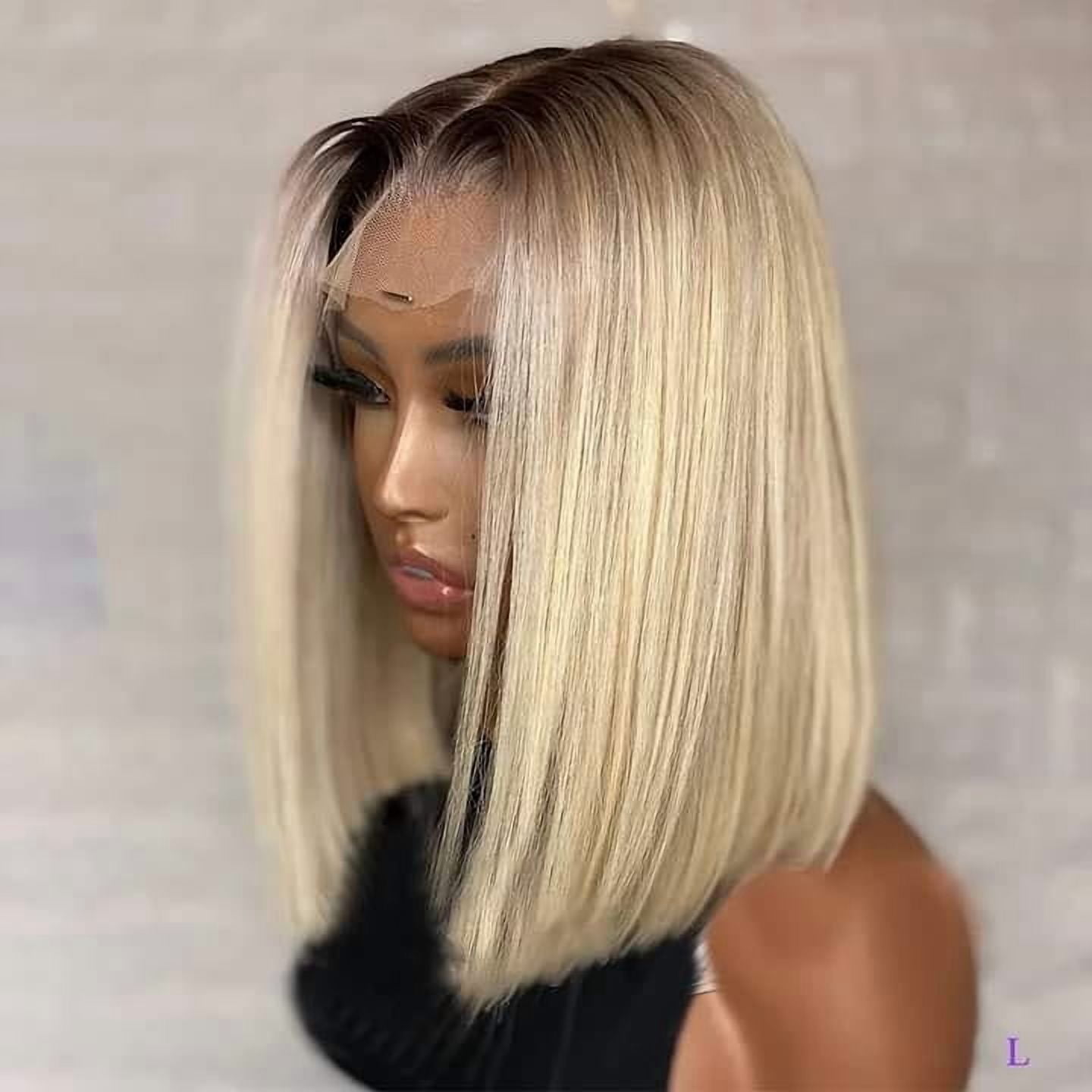 Mscathy Short Bob 12 Inch 13X4 Lace Front Remy Brazilian Human Hair Wig Preplucked HD Transparent Pixie Cut Ombre Honey Blonde Colored Lace Frontal Wigs For Women