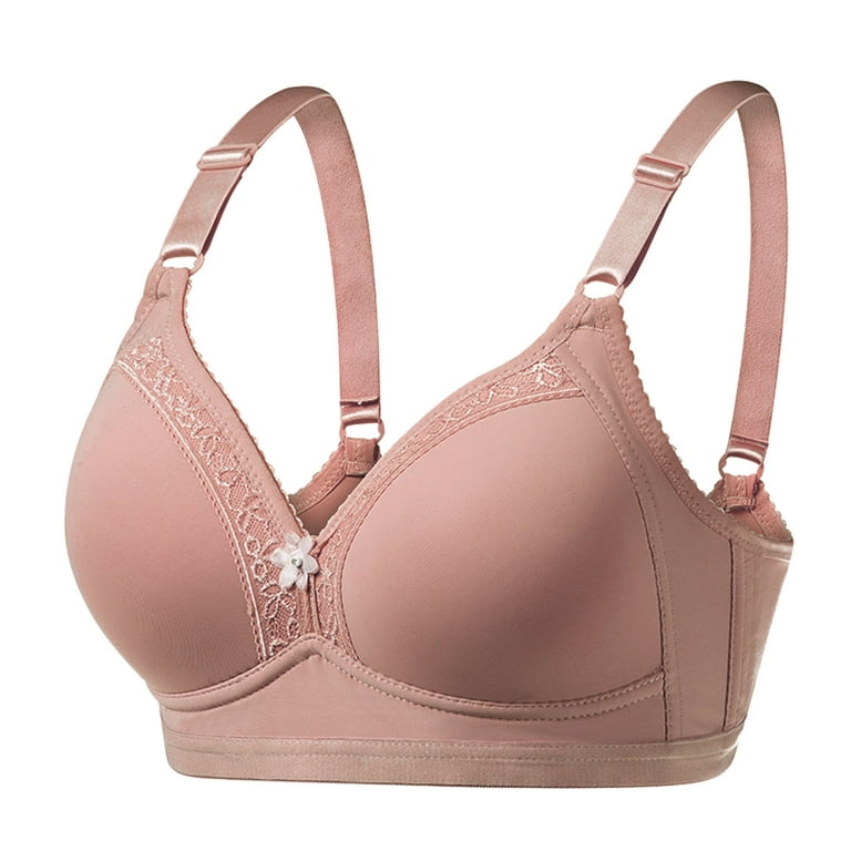 Fesfesfes Bras for Women Padded Shaped Bras Wire Free Side Lifted Underwear  Bras Elegant Lace Edge Solid Bras Gather Push Up Unwired Everyday Bras 