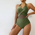 thumbnail image 7 of SKIYLEVZ Jelly Texture Swimsuits for Women V Neck Mesh Swimsuit Fashion Bikini Bathing Suit Green,L, 7 of 7